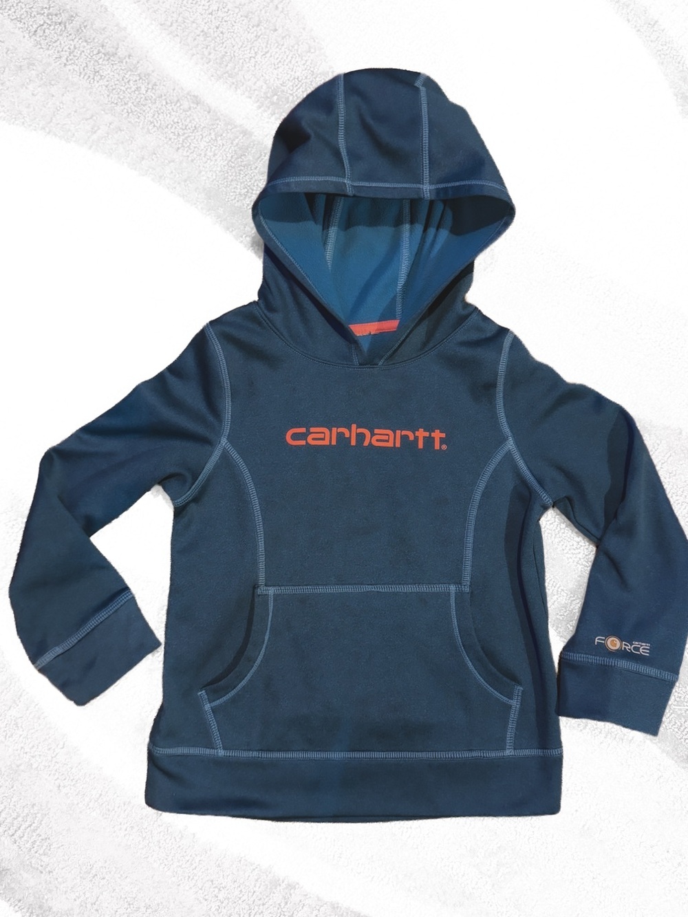 Carhartt Force Girls Youth Hoodie Blue Performance Fleece Size S 7/8 Boy Unisex
